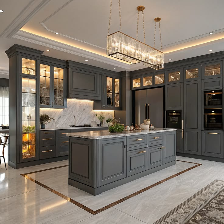 Modular Kitchen — luxury grey kitchen